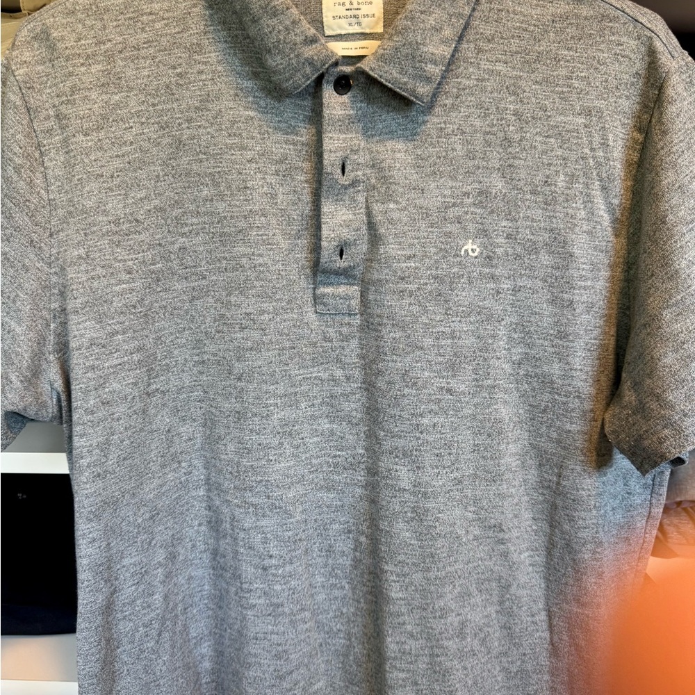 Men's Gray Rag and Bone Polo Shirt